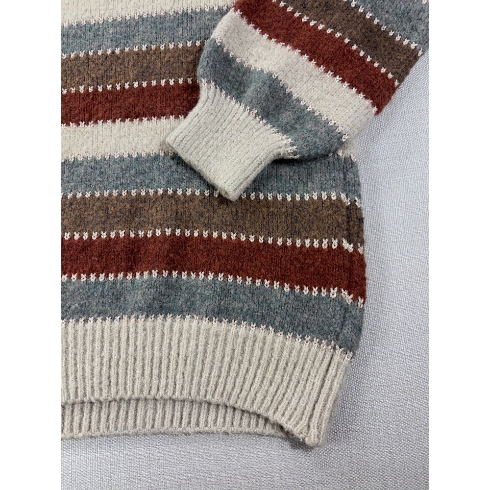 Davi & Dani Women's Knit Sweater Gray Brown Cream Striped Size Small - Picture 15 of 16